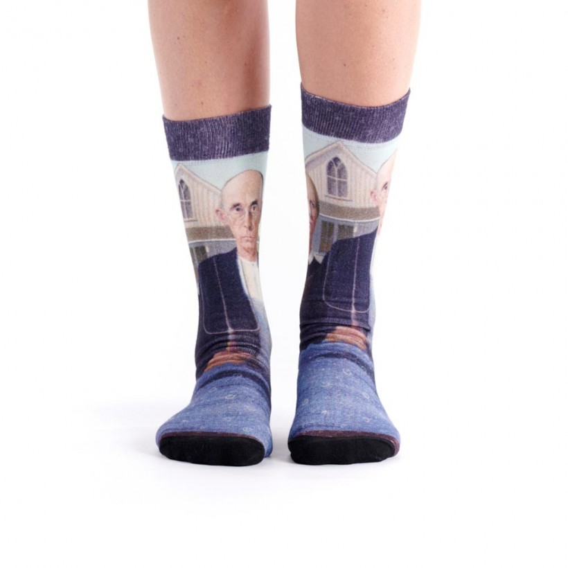 Chaussette imprimé American Gothic marque Ruban Rouge Desmazieres Chaussette imprimé American Gothic marque Ruban Rouge Desmazieres