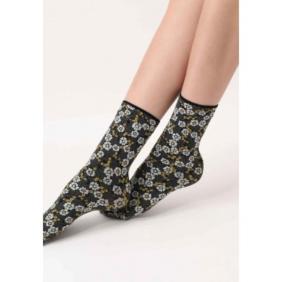 Chaussette opaque motif floral