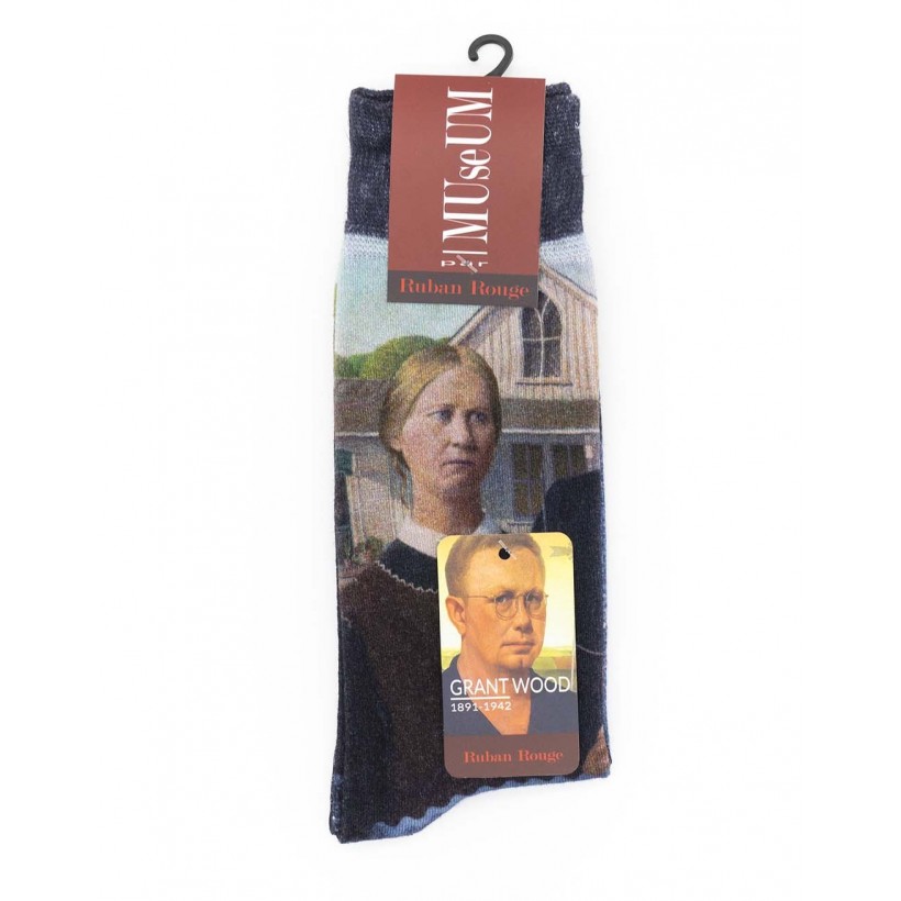 Chaussette imprimé American Gothic marque Ruban Rouge Desmazieres Chaussette imprimé American Gothic marque Ruban Rouge Desmazieres