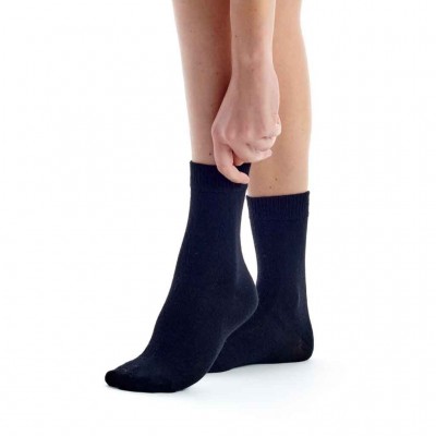 Laine mérinos chaussette chaude fine noire unie (Femme)