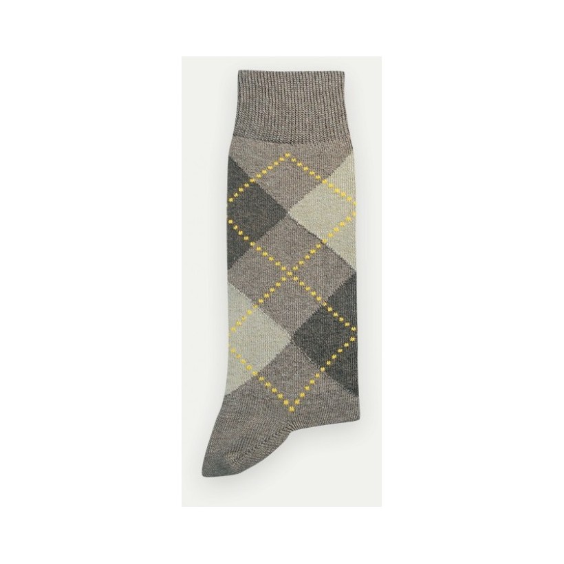 Mi-chaussette marron motif losanges marque Pom De Pin Mi-chaussette marron motif losanges marque Pom De Pin