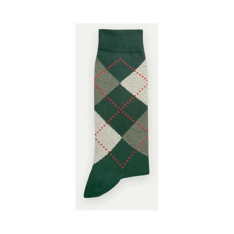 Mi-chaussette verte motif losanges marque Pom De Pin Mi-chaussette verte motif losanges marque Pom De Pin