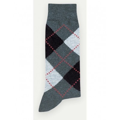 Mi-chaussette anthracite motif losanges marque Pom De Pin