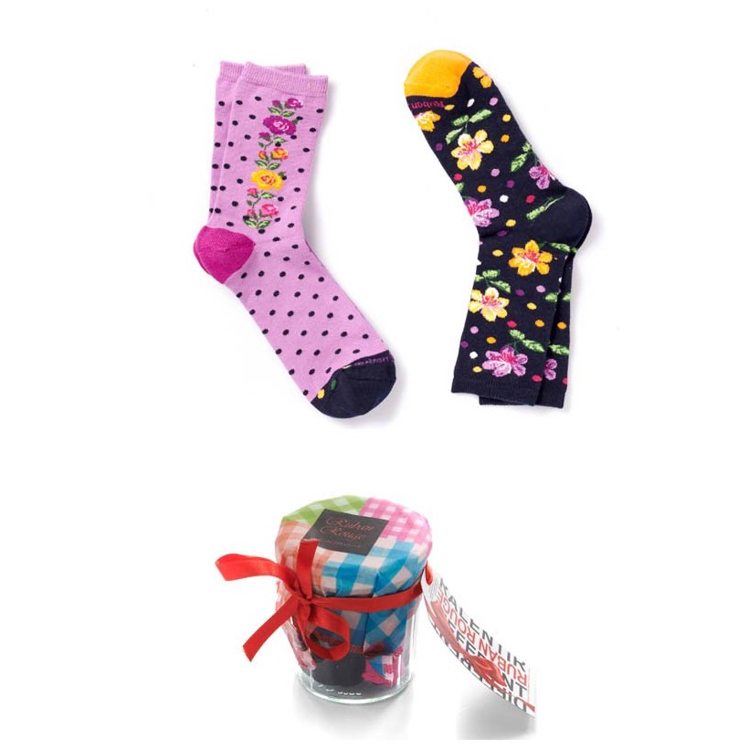 Duo de Chaussettes en Saveur marque Ruban-Rouge Duo de Chaussettes en Saveur marque Ruban-Rouge