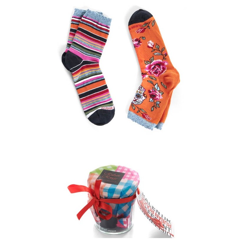 Duo de Chaussettes en Saveur marque Ruban rouge Duo de Chaussettes en Saveur marque Ruban rouge