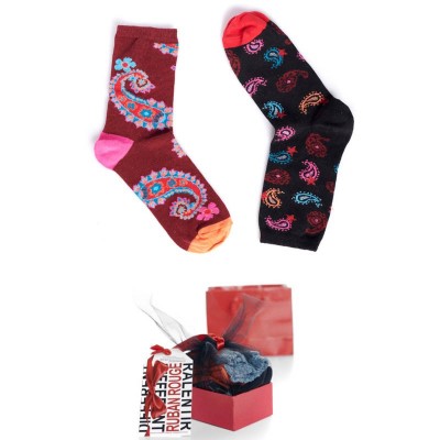 Duo de chaussettes féminines marque Ruban Rouge