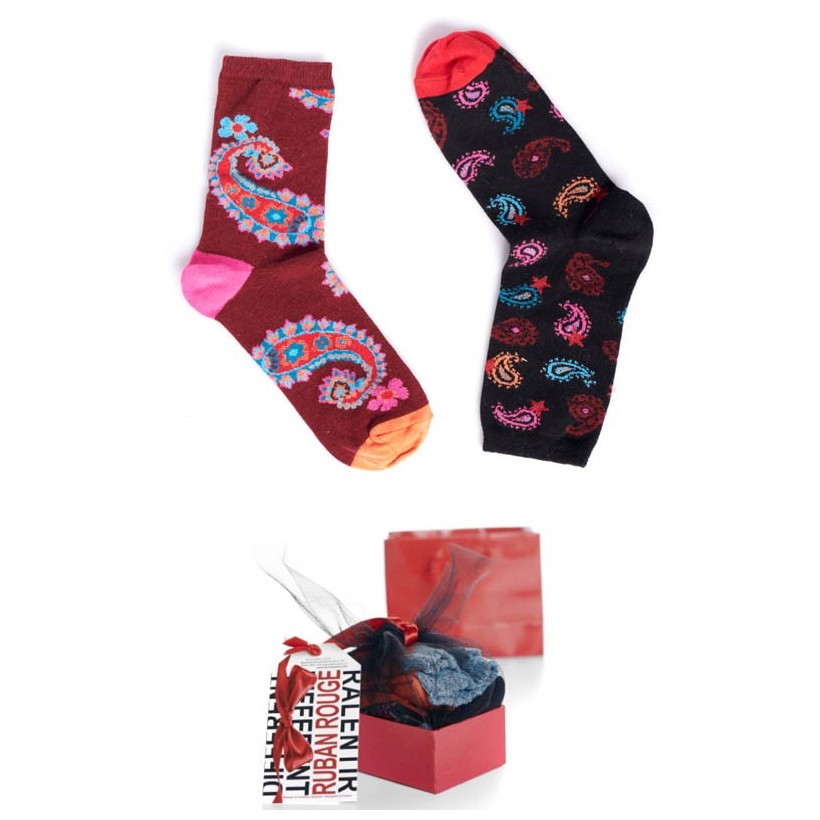 Duo de chaussettes féminines marque Ruban Rouge Duo de chaussettes féminines marque Ruban Rouge
