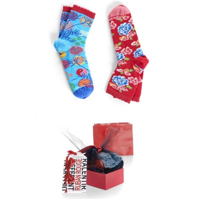 Cadeau Chic : 2 Chaussettes ying & yang marque Ruban rouge