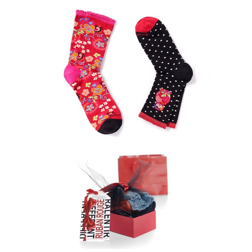 Pack Surprise : Double Chaussette Babouchka marque Ruban Rouge Pack Surprise : Double Chaussette Babouchka marque Ruban Rouge