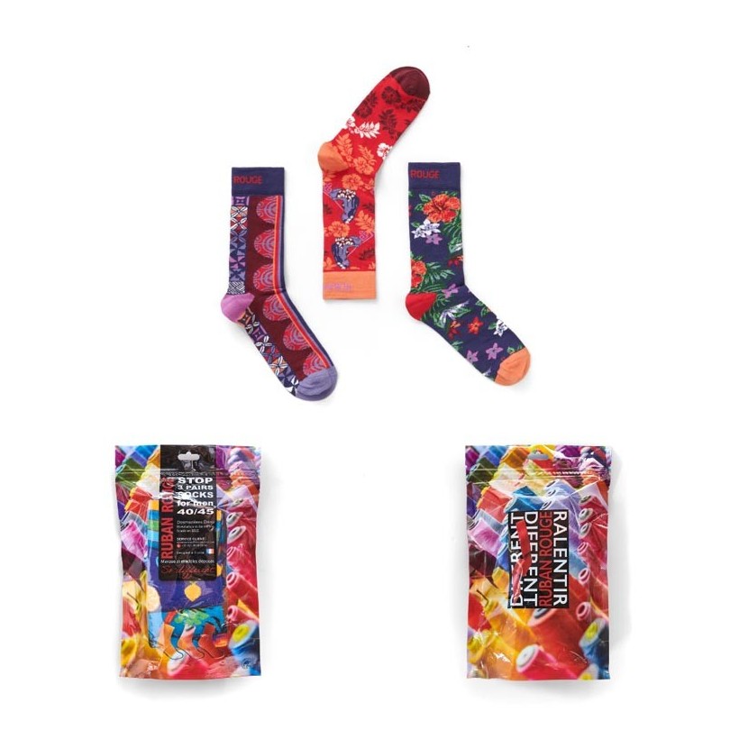 3 paires de chaussettes homme Tahiti marque Ruban Rouge