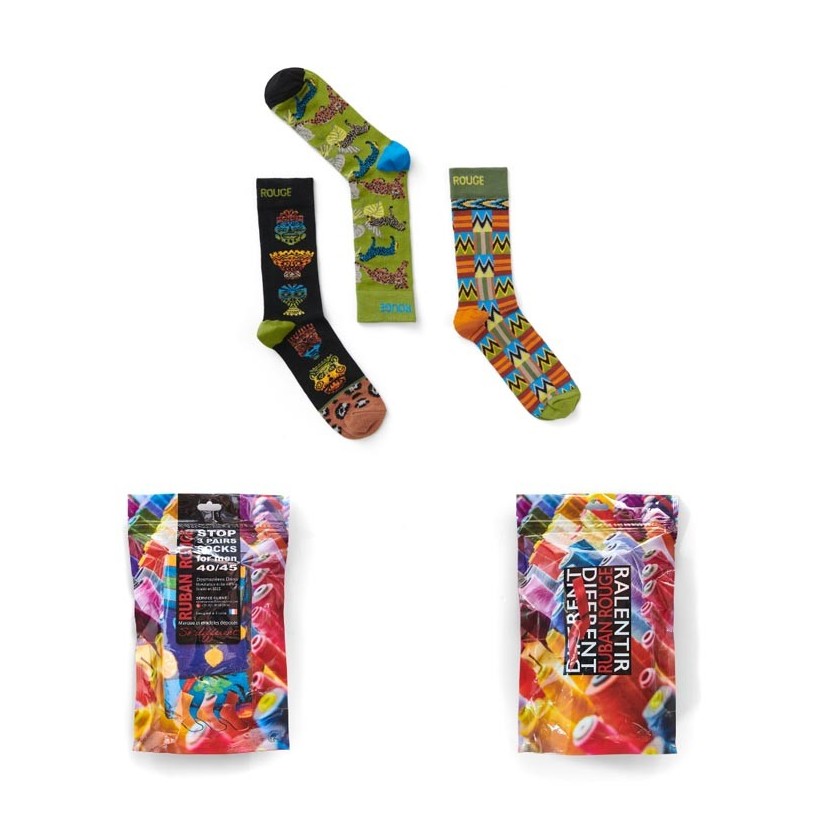 3 paires de chaussettes homme Afrique marque Ruban Rouge