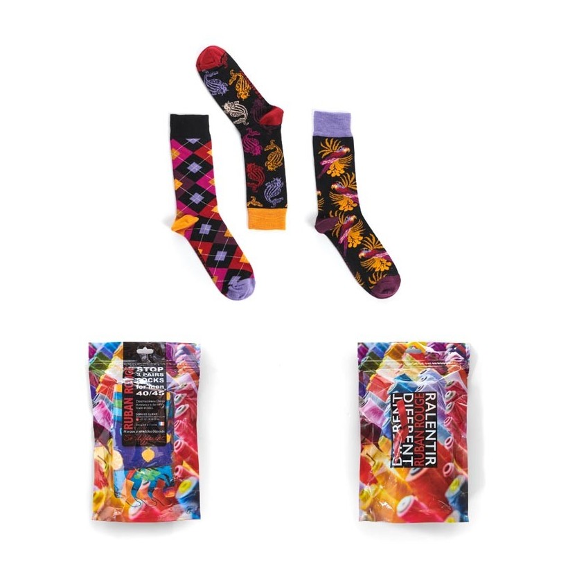 3 paires de chaussettes fantaisies - homme - coton - Desmazieres-Drino