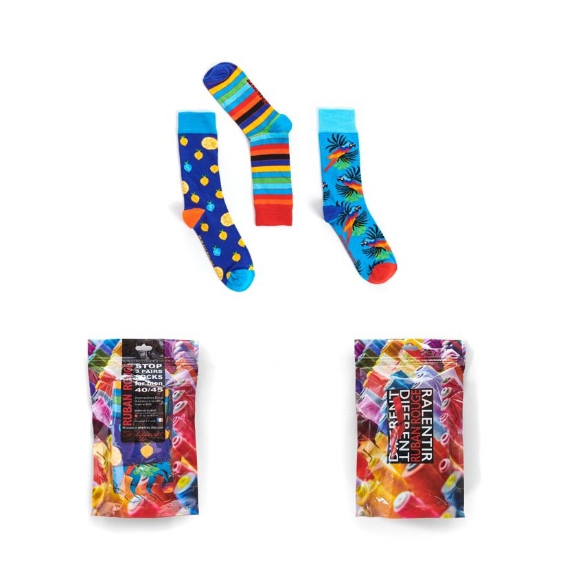 2 paires de chaussettes homme Mix Max Dub Et Drino rayures grises