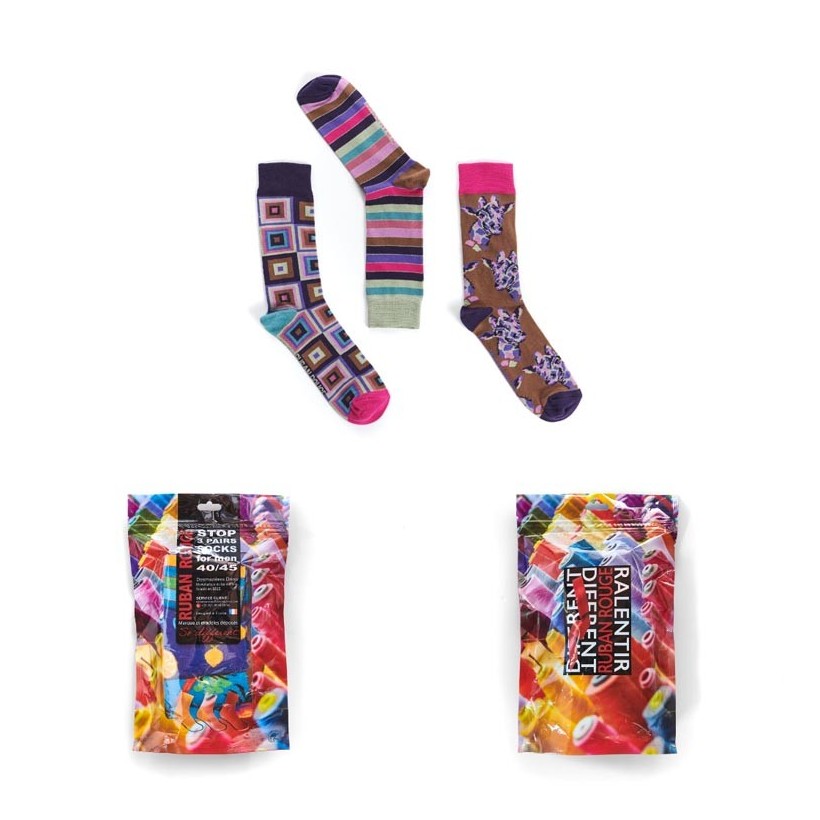 3 paires de chaussettes homme Girafe marque Ruban Rouge