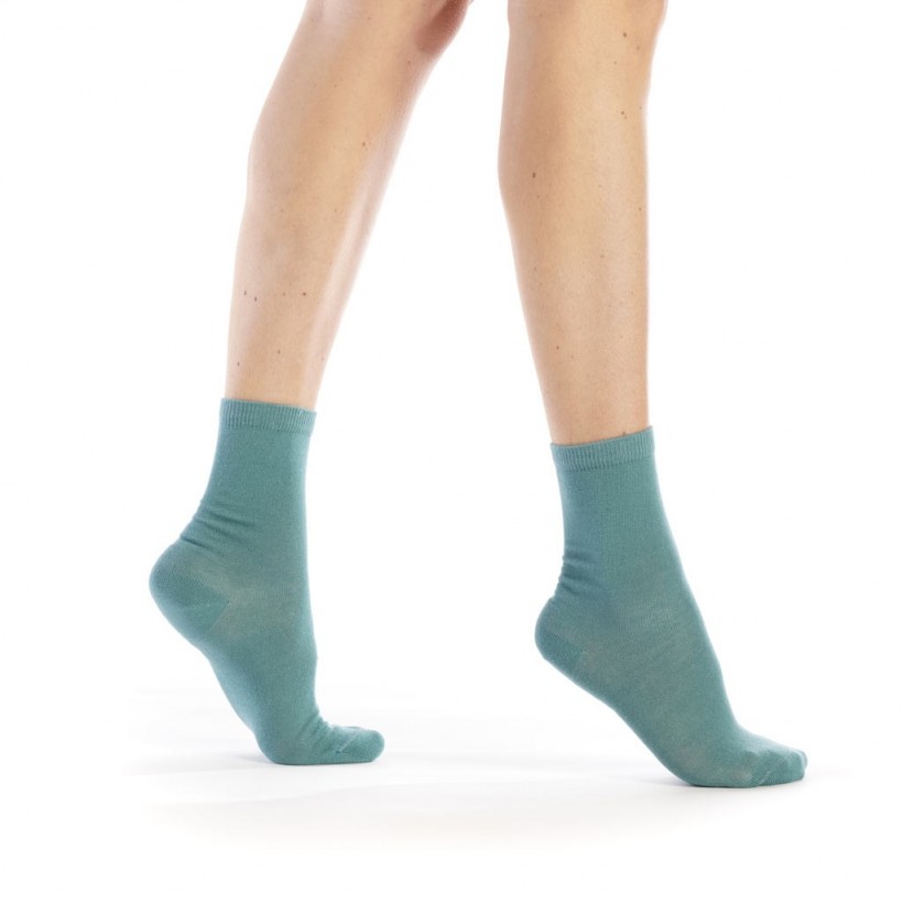 Mi-chaussette coton bio turquoise marque Fil de Jour
