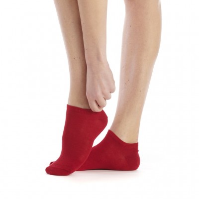 Socquettes ultracourte rouge coton bio marque Fil de Jour