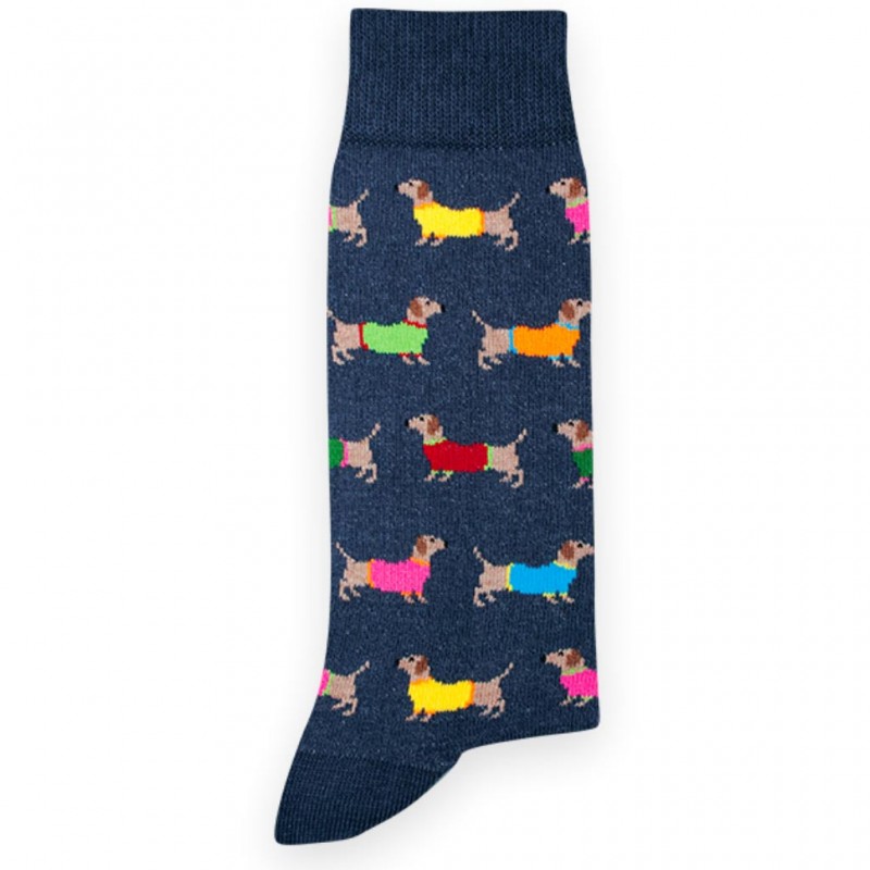 Chaussettes Hot Dogs marine marque Pom de Pin Chaussettes Hot Dogs marine marque Pom de Pin
