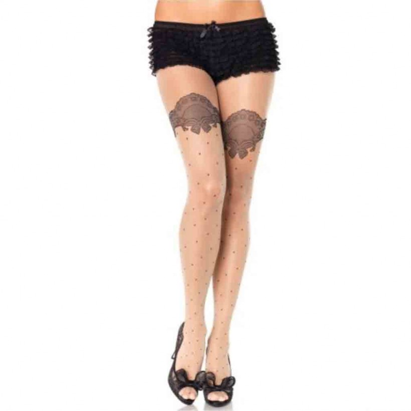 Collant plumetis fausse jarretelle 1921NBLK marque Leg Avenue Collant plumetis fausse jarretelle 1921NBLK marque Leg Avenue