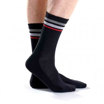 4 paires de chaussettes sport noires maruque Ruban Rouge