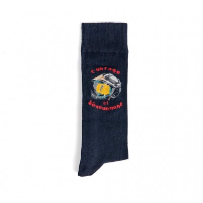 Chaussettes homme rayées asymétriques marine et rouge