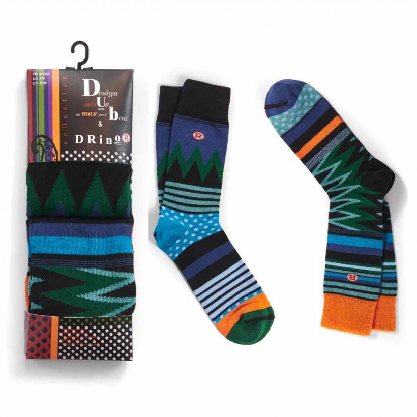 Lot chaussettes homme, 2 paires, zig zag marque Mix-max Lot chaussettes homme, 2 paires, zig zag marque Mix-max