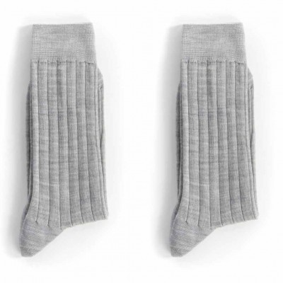 Lot de 2 paires de mi-chaussette laine côte 10x2 marque Bonneterie de Roubaix