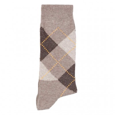 Mi-chaussette marron motif losanges marque Pom De Pin