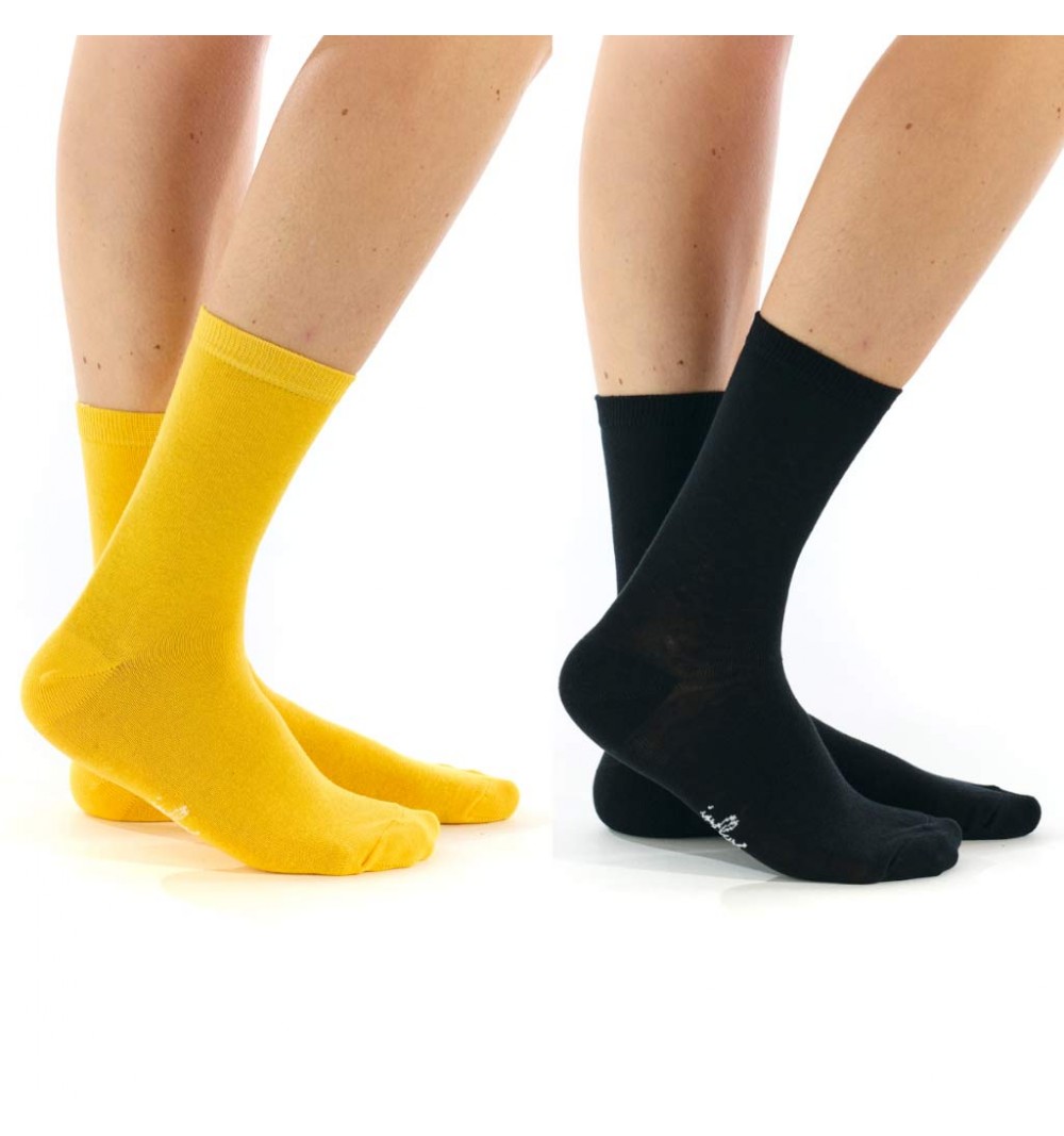 Lot de chaussettes noires et jaunes bio marque DUB