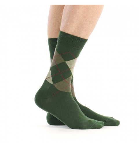 chaussettes à losanges vert marque Pom de Pin