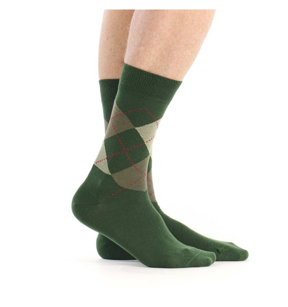 chaussettes à losanges vert marque Pom de Pin