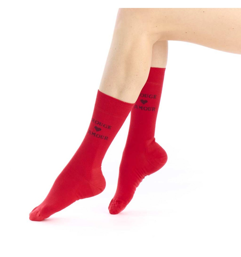 chaussette rouge amour marque Pom de Pin