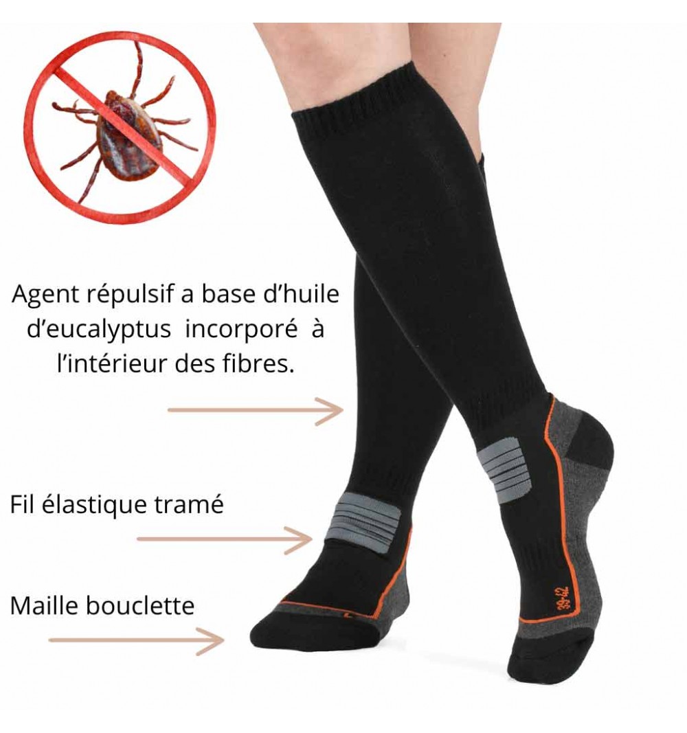 Mi-bas anti-tique, anti-insecte. marque Bonneterie de Roubaix