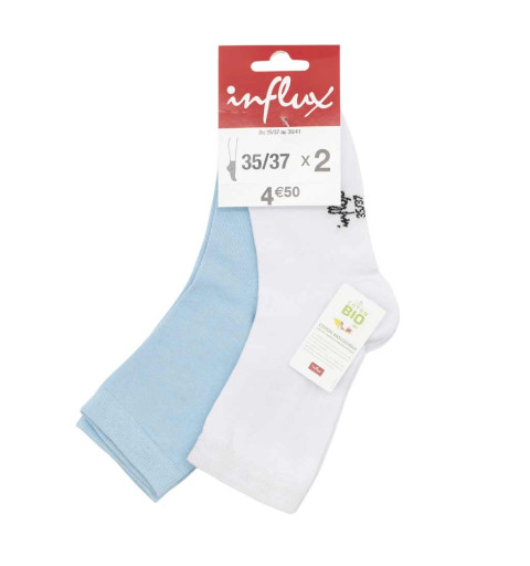 Lot de chaussettes bio bleues et blanches