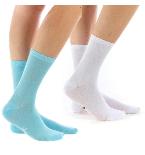 Lot de chaussettes bio bleues et blanches