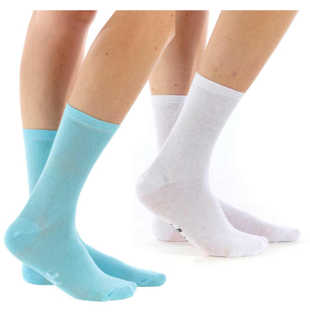 Lot de chaussettes bio bleues et blanches