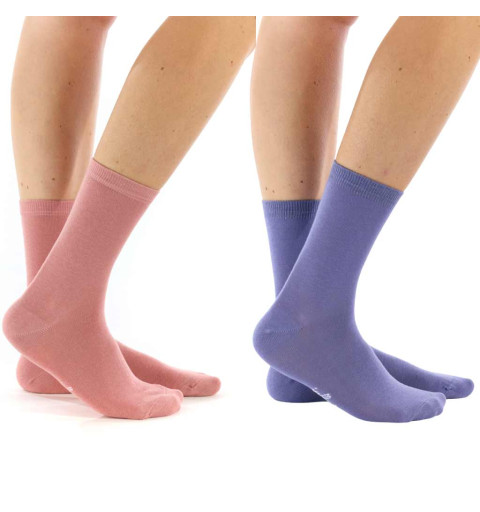 Lot de chaussettes bio violet et rose