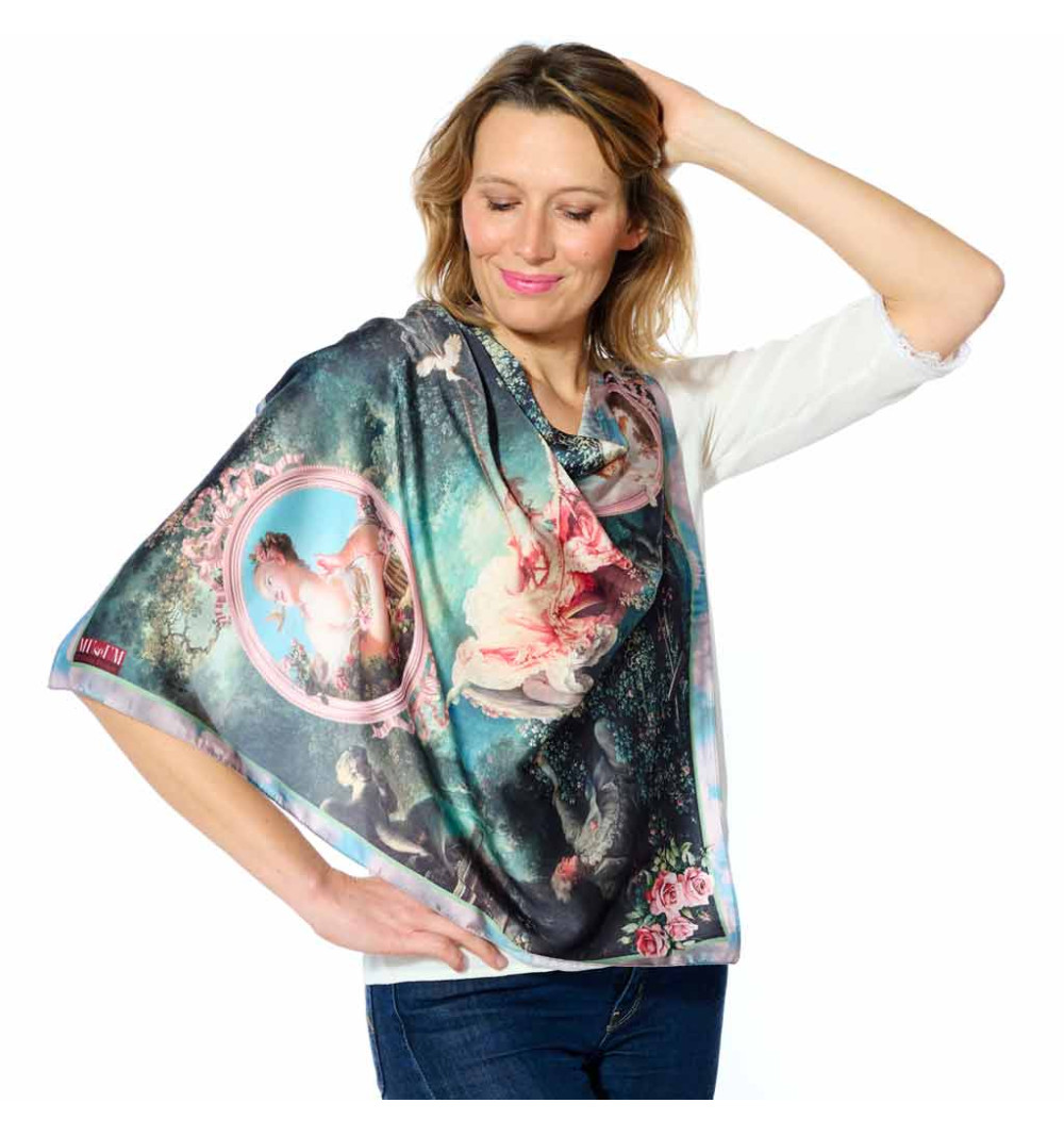 Foulard Jeune fille et l'oiseau marque Ruban Rouge