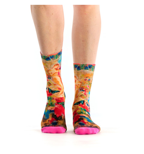 Chaussettes Pandora de la marque Ruban Rouge, inspirées de l'œuvre d'Odilon Redon