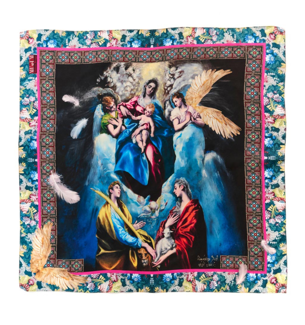 Foulard Vierge à l’enfant, collection Museum, avec une reproduction détaillée de l’œuvre de El Greco.