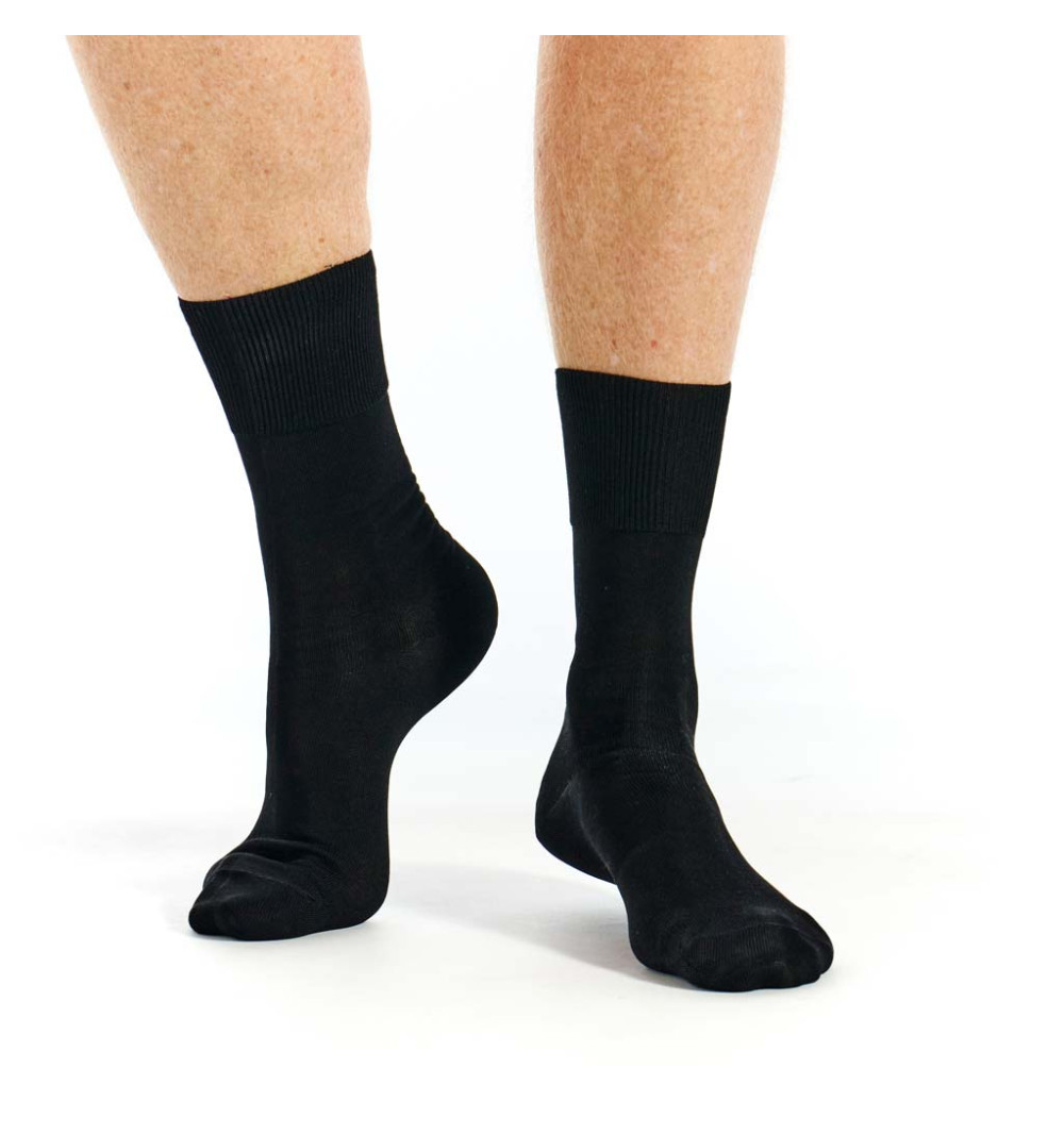 Chaussette fil d'Ecosse noir sans élastique marque Bonneterie de Roubaix