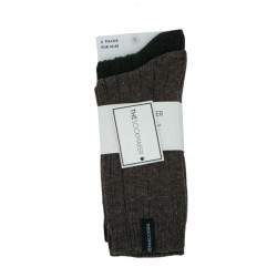 Lot de 2 paires de chaussettes pour homme en laine recyclée – Couleurs vert et marron sous emballage
