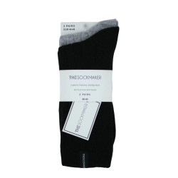 Pack de 2 chaussettes homme écoresponsables – laine recyclée noir et gris, présentées sous packaging