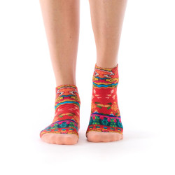 Socquettes rouge ultra-courtes imprimées Estampe Dub & Drino