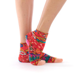 Socquettes rouge ultra-courtes imprimées Estampe Dub & Drino