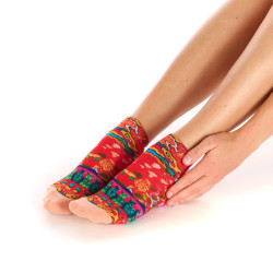 Socquettes rouge ultra-courtes imprimées Estampe Dub & Drino