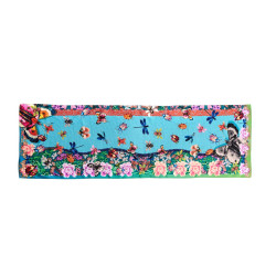 Écharpe femme Dub & Drino Libellula turquoise motif libellules papillons fleurs