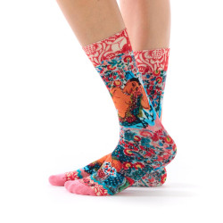 Ruban Rouge, Femme indienne, viscose de bambou, rose turquoise rouge, motif figuratif et décoratif, Raoul Dufy.