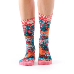 Ruban Rouge, Femme indienne, viscose de bambou, rose turquoise rouge, motif figuratif et décoratif, Raoul Dufy.