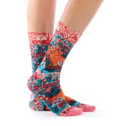 Ruban Rouge, Femme indienne, viscose de bambou, rose turquoise rouge, motif figuratif et décoratif, Raoul Dufy.