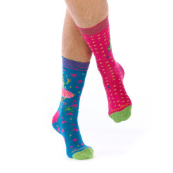 Chaussettes dépareillées mixtes Ruban Rouge Majesté bleu rose grenouille couronne